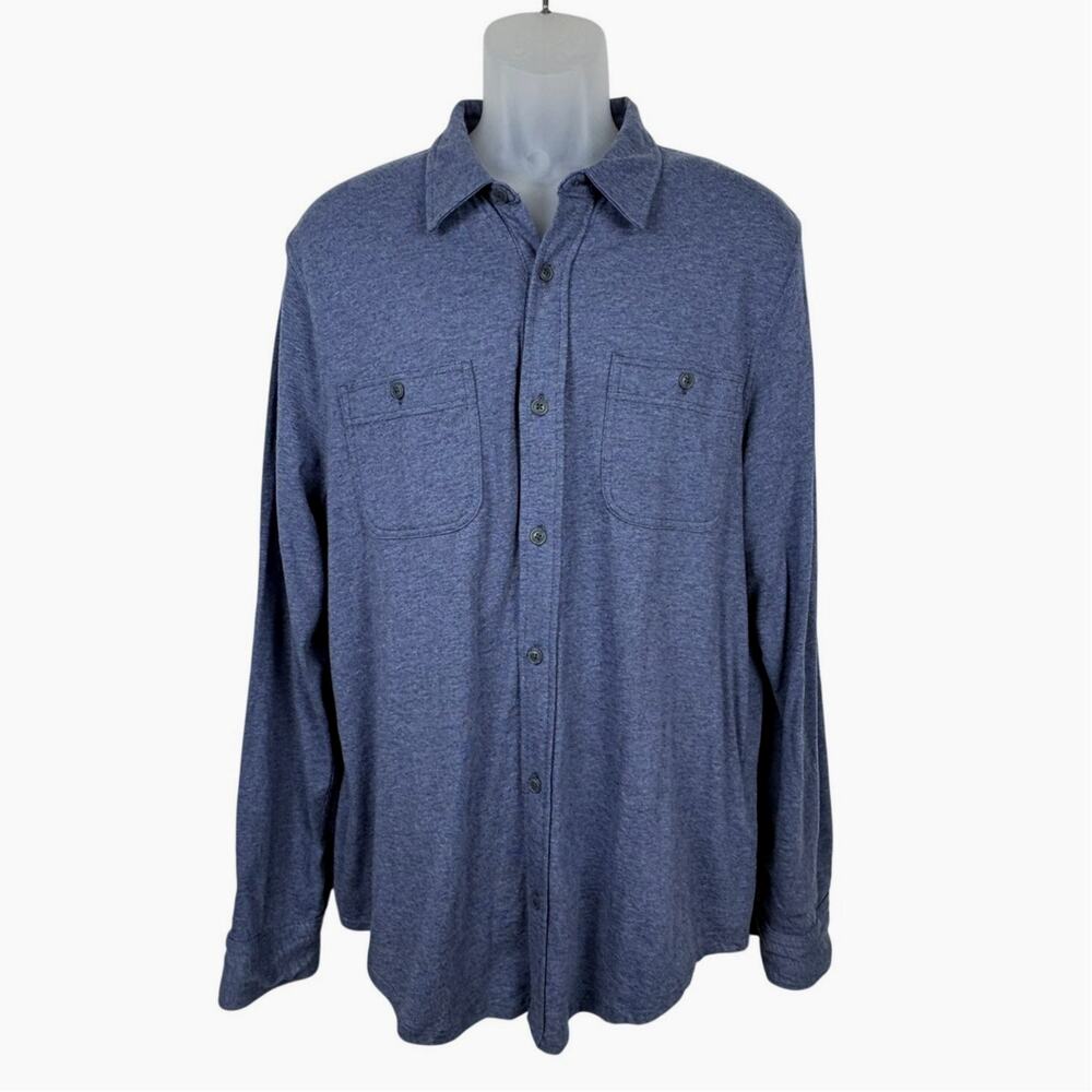 J.Crew Knit Goods Soft Slub Cotton Button Up Flap Pocket Shirt Item BD830 Blue L